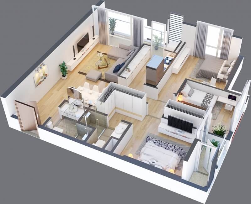 Thiết kế căn A 10 dự án chung cư Green Pearl 378 Minh Khai